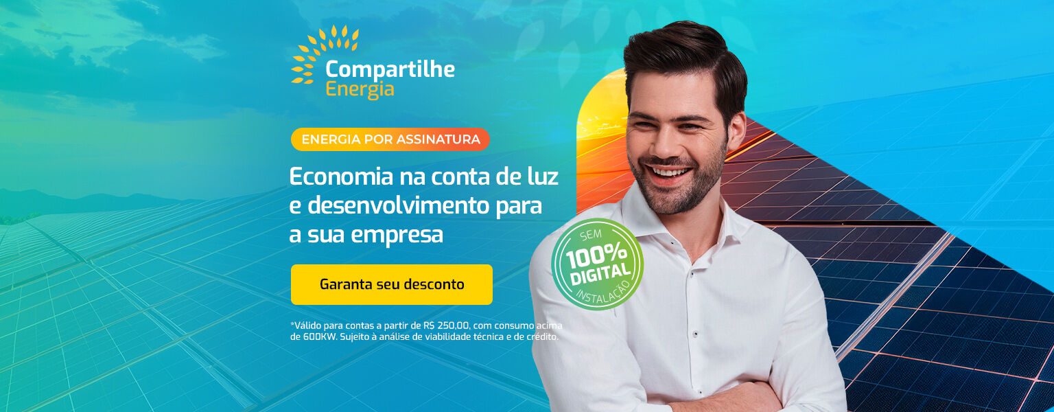 Energia limpa e sustentável com desconto na conta da sua empresa.