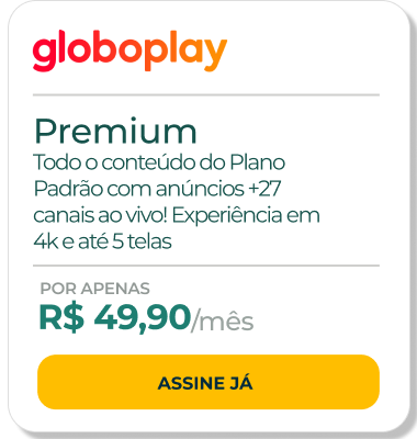 Desfrute do universo de entretenimento ao seu alcance! Só assinante dá um play em tudo. Tudo junto?  Só no Globoplay. Por R$ 44,90
