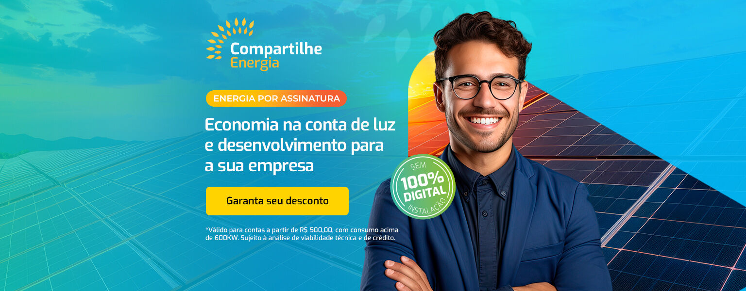 Energia limpa e sustentável com desconto na conta da sua empresa.